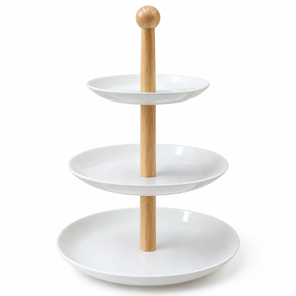 Fuente de 3 Niveles para Bocaditos y Postres – 40 cm