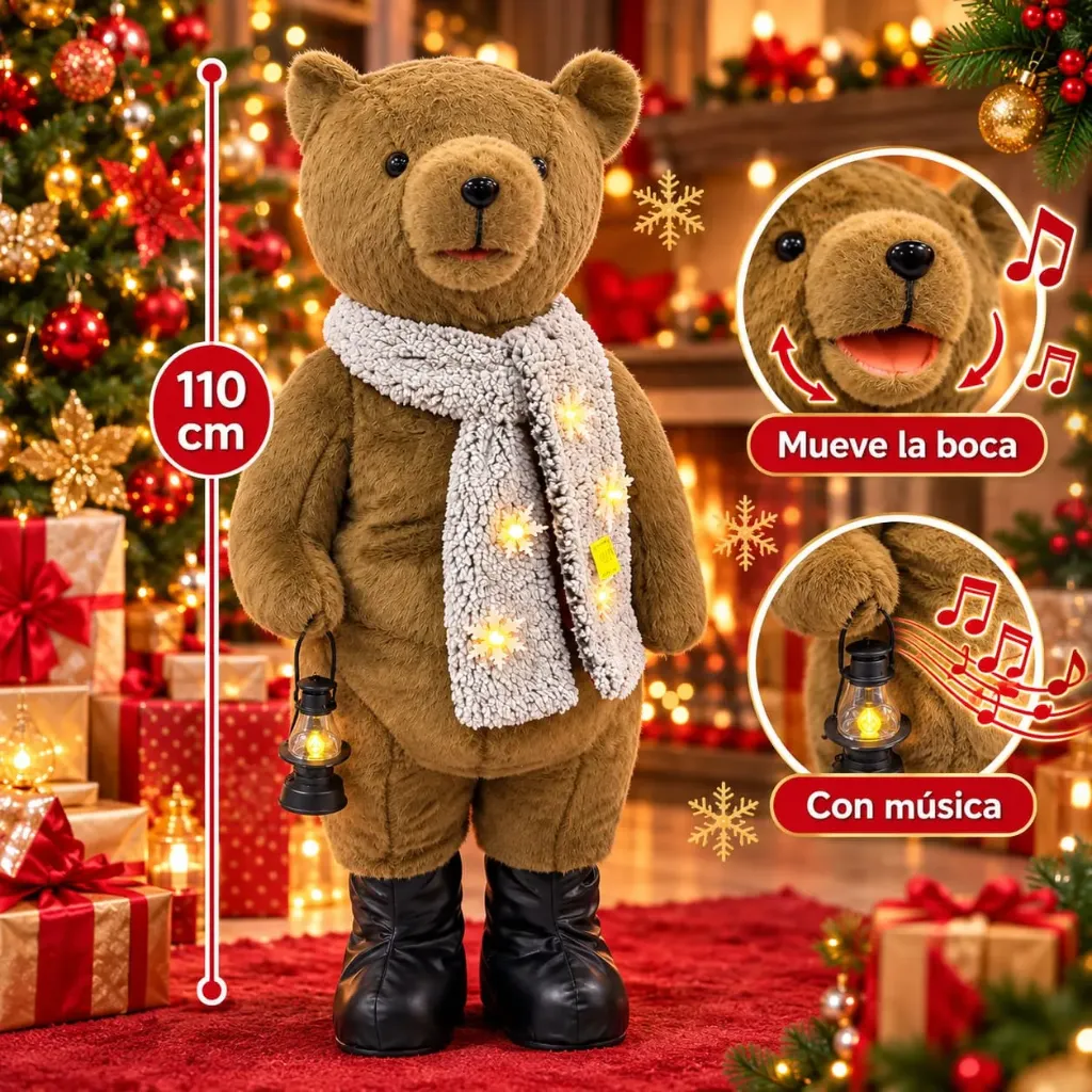 Oso Navideño Musical 110 cm