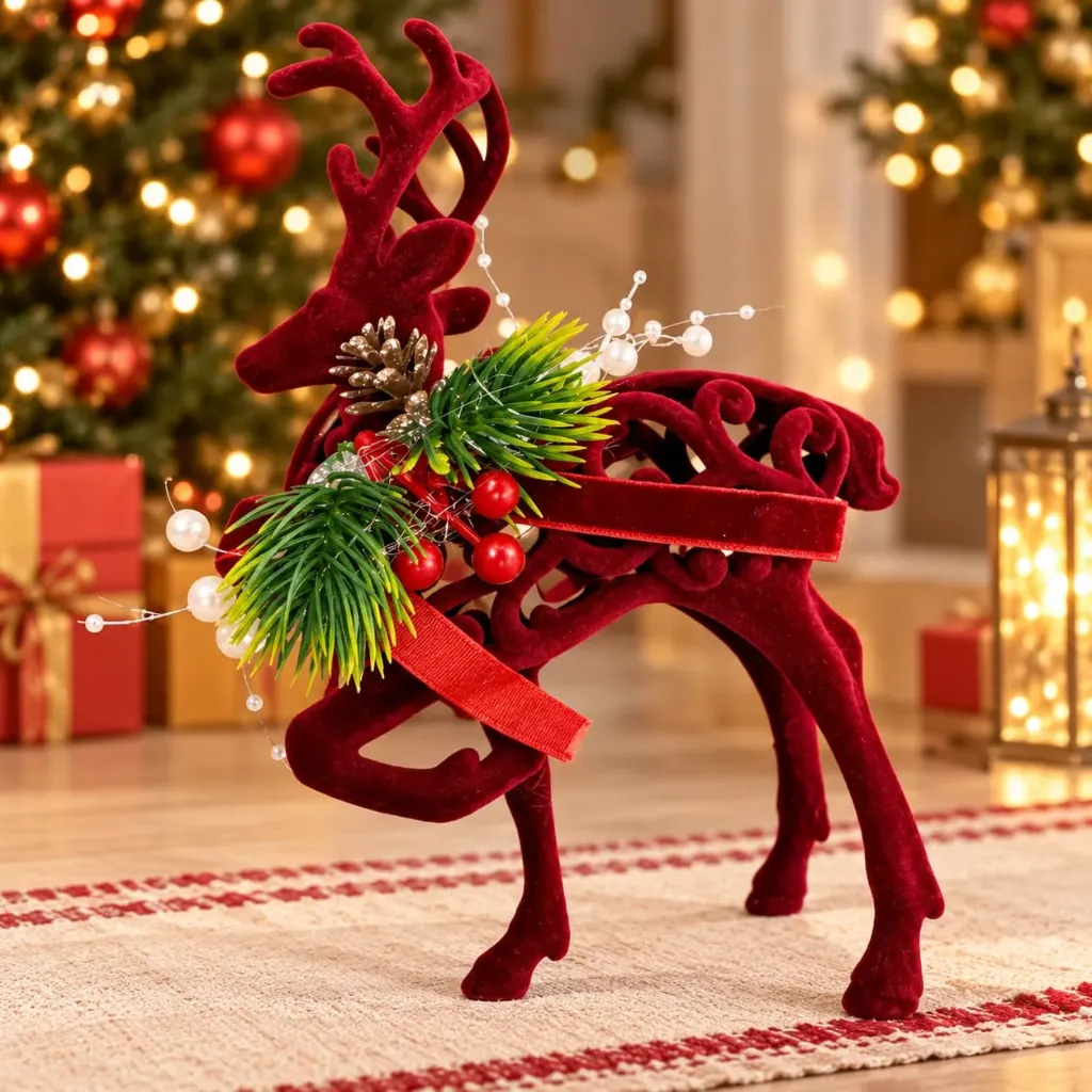 Reno Navideño Decorativo en Terciopelo
