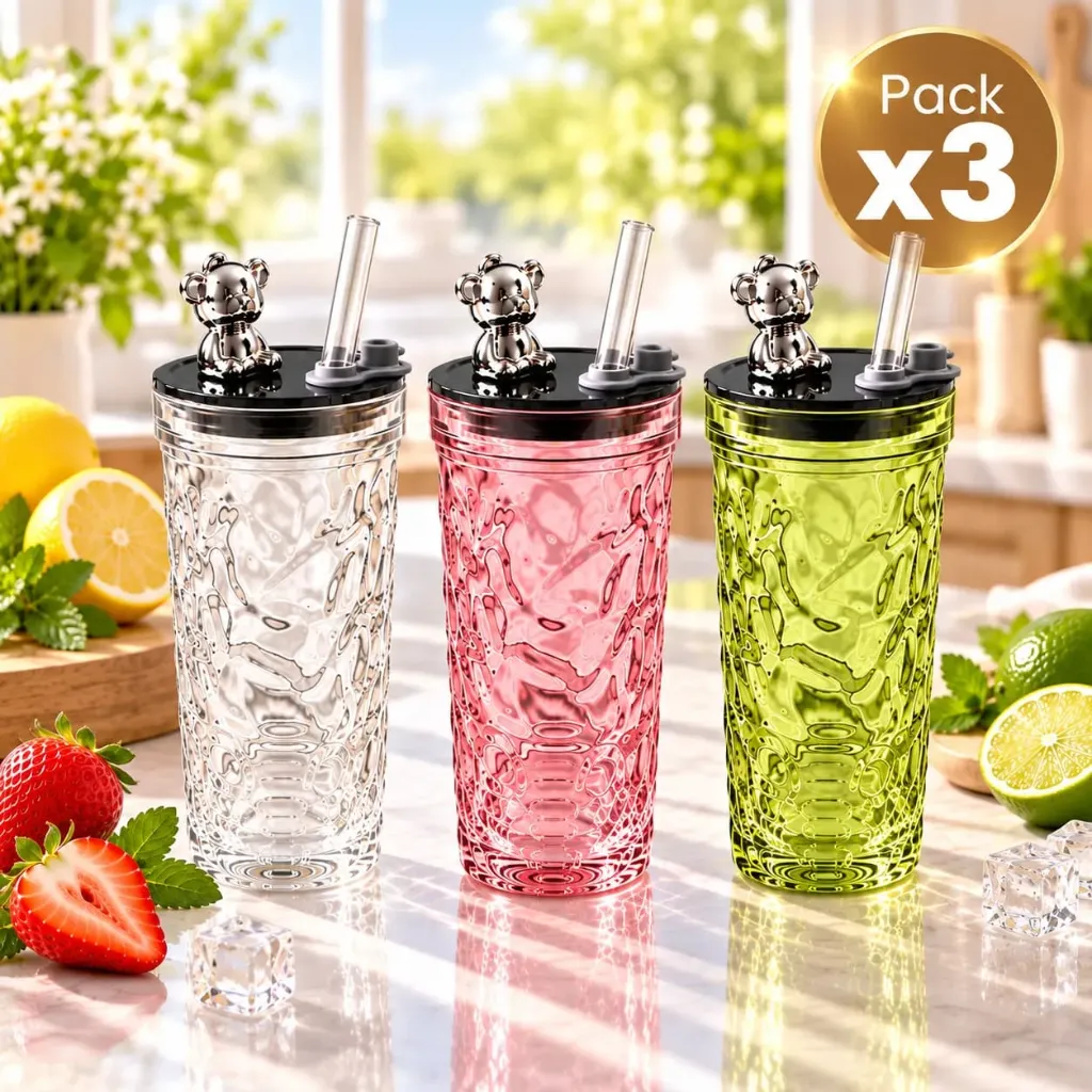 [PRO-00001] Pack x3 Vaso de Vidrio Osito 400ML