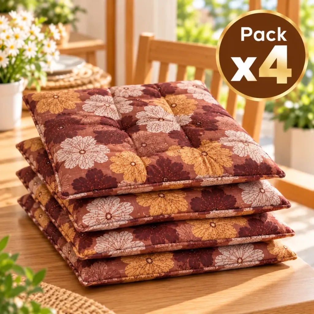 Pack x4 Cojín para Silla Floral