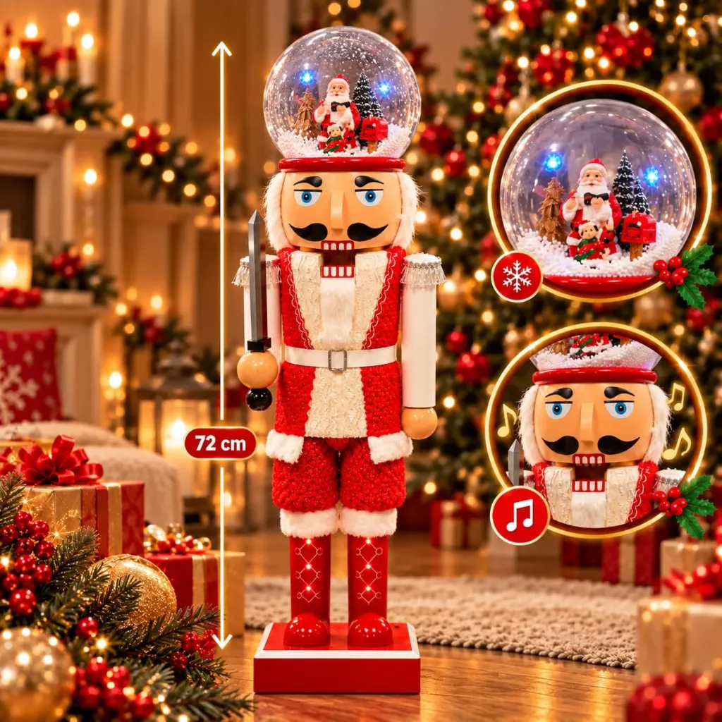 [NAV-00002] Cascanueces Navideño con Esfera de Nieve y Música 72 cm