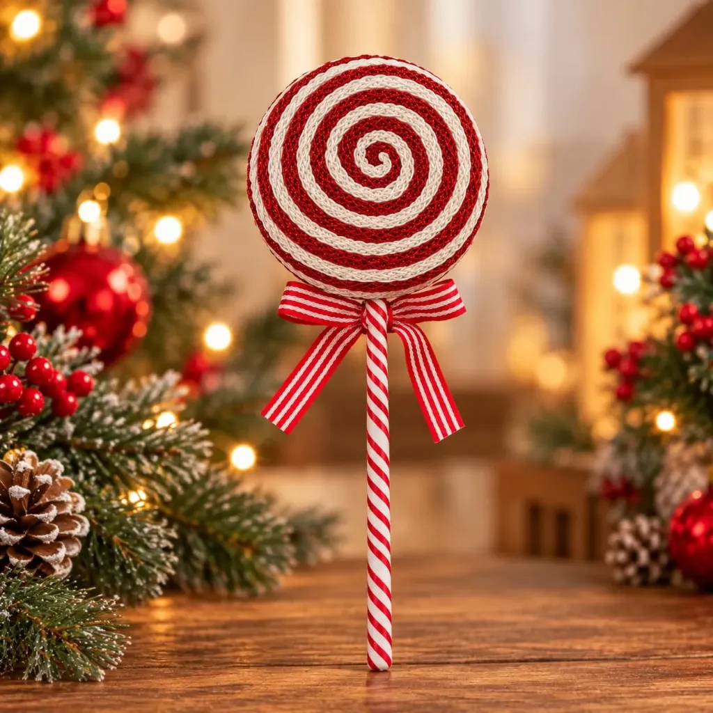 [NAV-00012] Caramelo Navideño Rojo y Blanco 10 cm